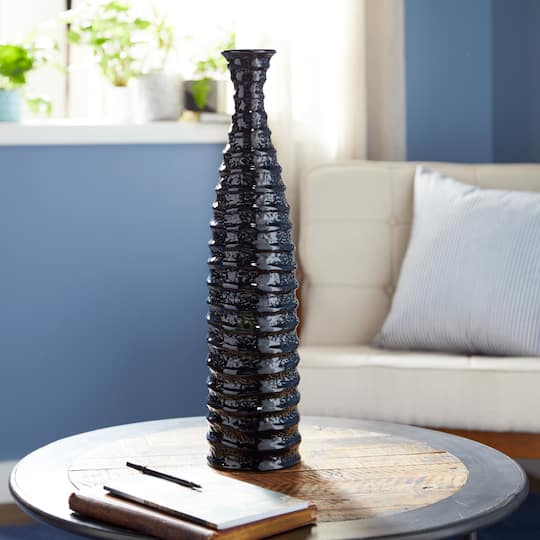 24" Black Stoneware Traditional Vase